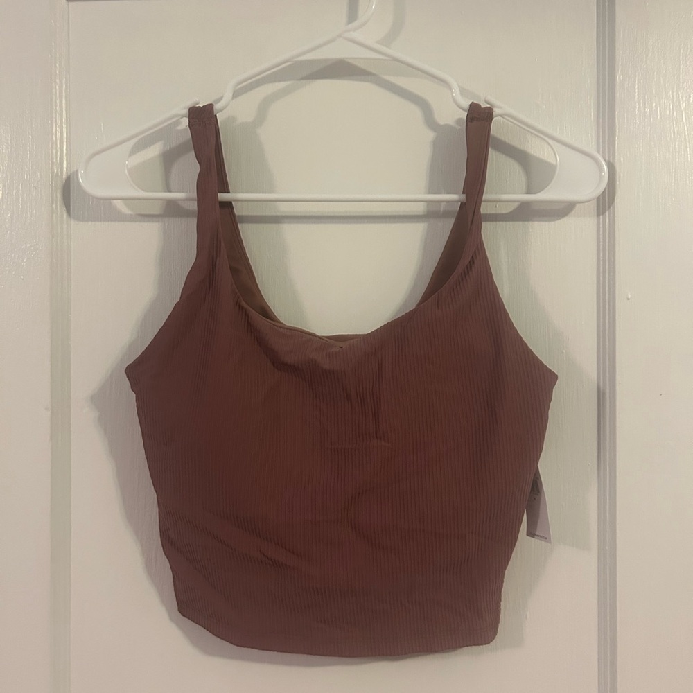 Old Navy Active Ribbed Crop Tank Rust Brown Size M Powersoft